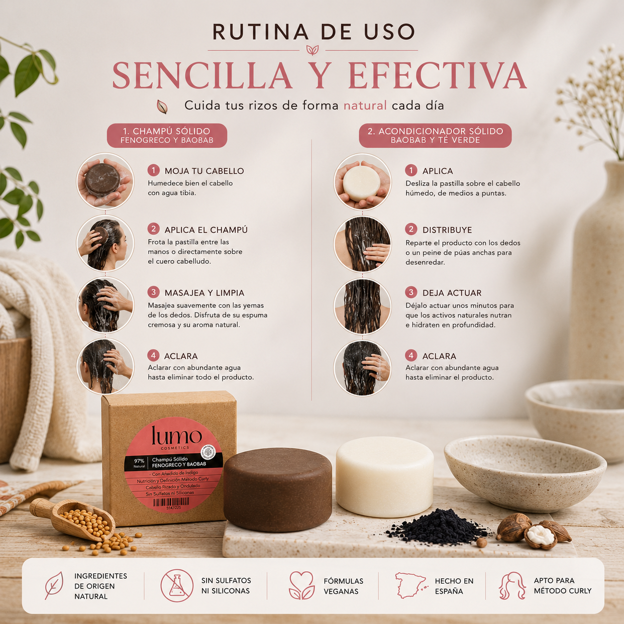 Pack Capilar Rizos | Champú Sólido Fenogreco y Baobab + Acondicionador Sólido | Método Curly_3
