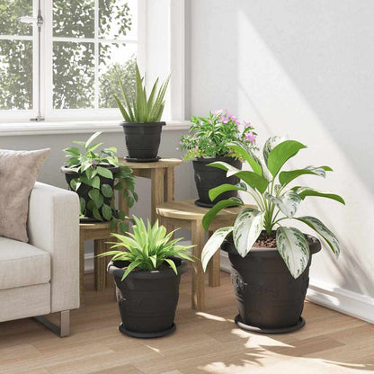 Bandeja Redonda Para Flores 6 Uds. Negro Ø 21,5 X 2,5 Cm_3
