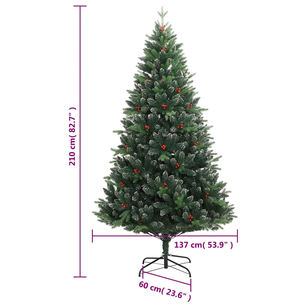 Vidaxl Árbol De Navidad Artificial Con Bisagras 300 Led Y Bolas 210 Cm_2