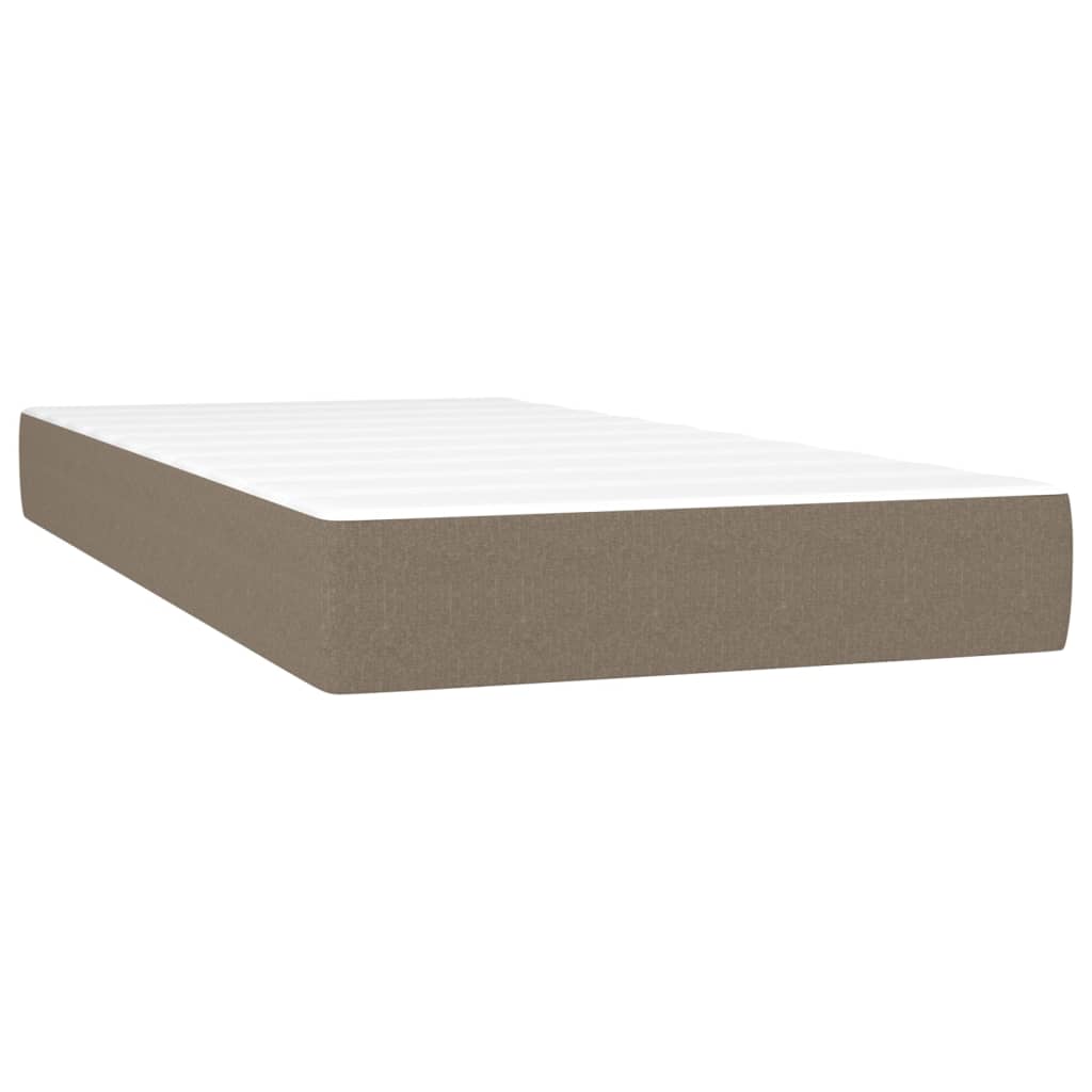 Cama Box Spring Colchón Y Luces Led Tela Gris Taupe 90x200 Cm / Vetonek_2