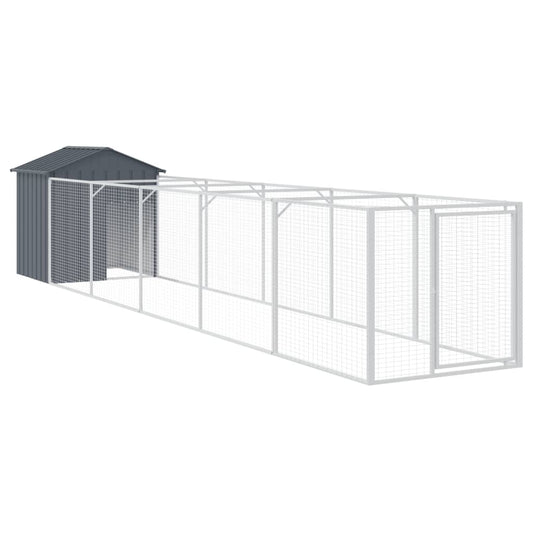 Caseta Perros Con Tejado Acero Galvanizado Gris 117x609x123 Cm_0