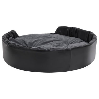 Vidaxl Cama De Perros Felpa Y Cuero Sintético Gris Oscuro 99x89x21 Cm_4