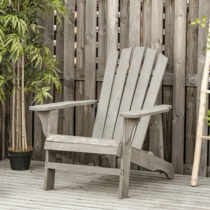 Silla Adirondack Outsunny Madera De Abeto Gris Claro 78x89x88 Cm_1