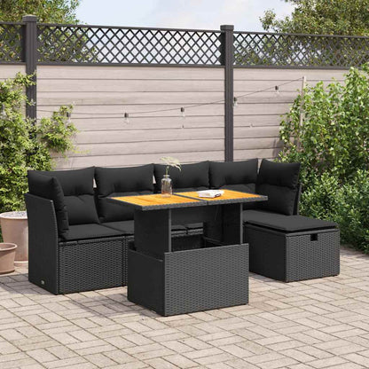 Set Sofás Jardín Y Cojines 6 Pzas Ratán Sintético Acacia Negro / Vetonek_4