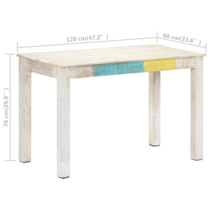 Mesa De Comedor Madera Maciza De Mango Blanca 120x60x76 Cm_4