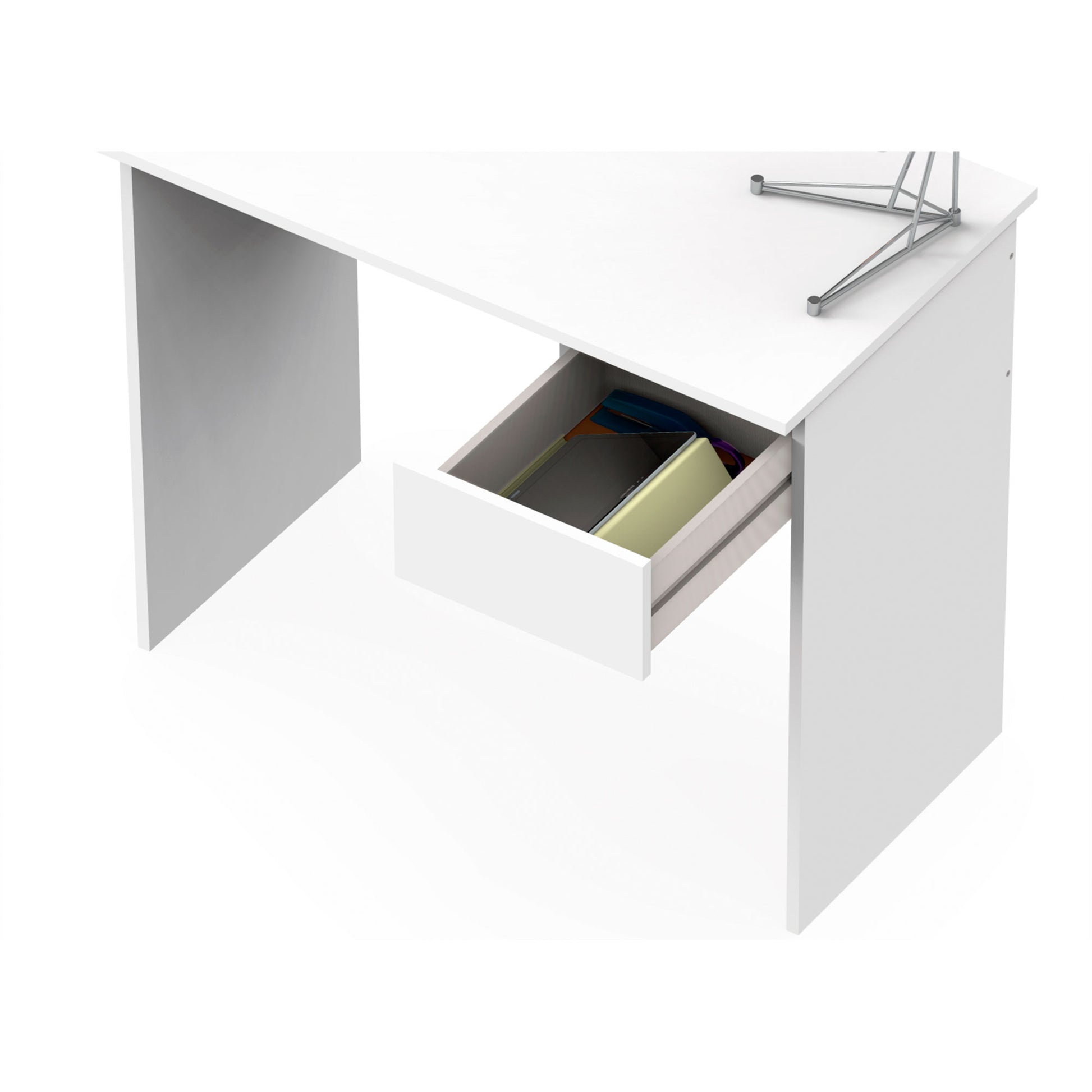 Escritorio, Mesa De Ordenador 75x90x50cm, 1 Cajón, Oficina, Habitación Juvenil, Desk, Briebe, Nova, Blanco_3