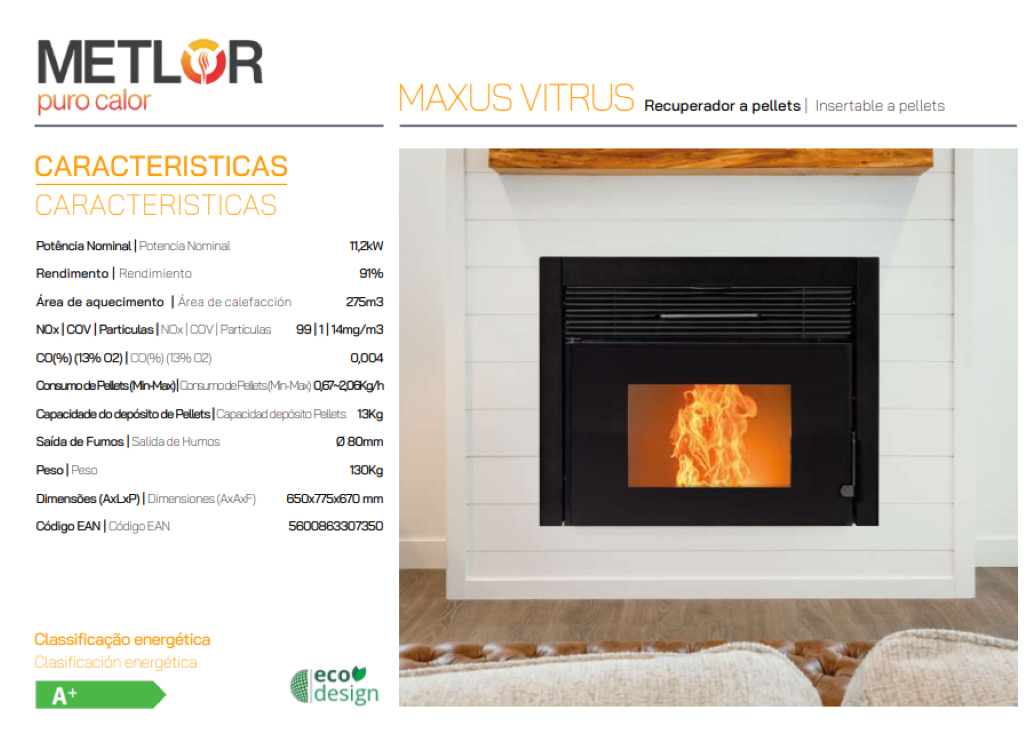 Insertables Hidro Calefactores A Leña Metlor Modelo Maxus Vitrus_1