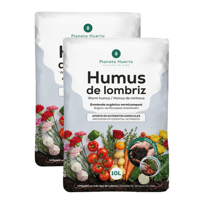 Pack 2x Humus de Lombriz 100% Natural Planeta Huerto 10 L