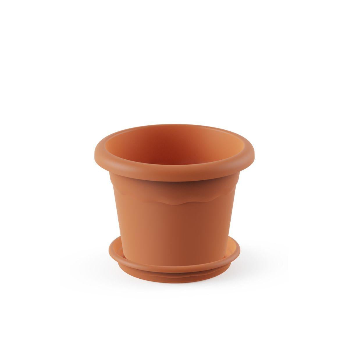 Embalagem de vaso redondo de terracota com pires, 14 x 10 cm