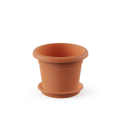Embalagem de vaso redondo de terracota com pires, 14 x 10 cm