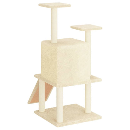 Rascador Para Gatos Con Postes De Sisal Color Crema 110 Cm_4