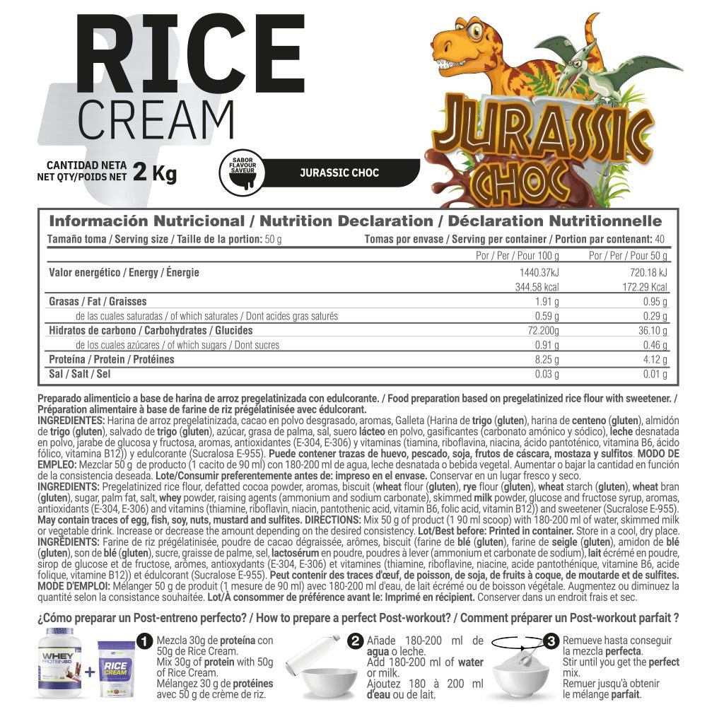 Rice Cream (crema De Arroz Pregelatinizada) - 2kg - Jurassic Choc - Fuente De Carbohidratos De Buena - Masmusculo Supple_4