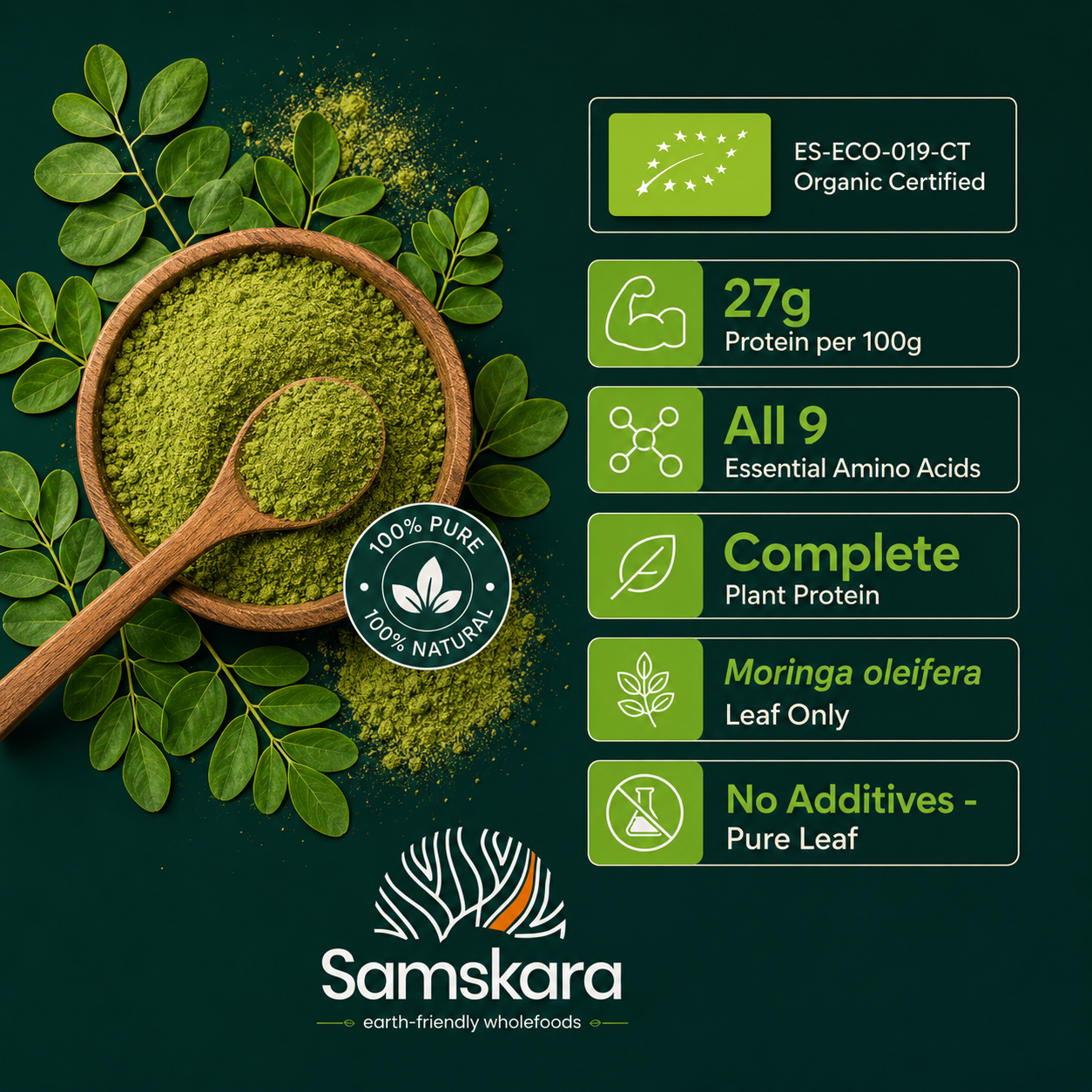 Moringa En Polvo Bio - 1kg | Superalimento Ecológico Vegano Para Batidos, Smoothies Y Zumos, Sin Azúcares Añadidos_4