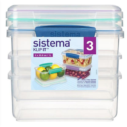 Pacote de recipientes herméticos Klip It System 3x1 l
