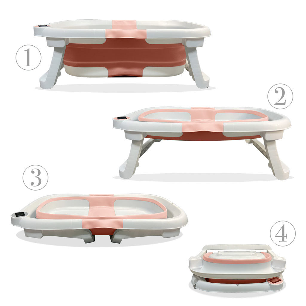 Bathby Bañera Bebé Plegable Con Termómetro, Cojín Antideslizante, Patas Antideslizantes (rosa Oasis)_5