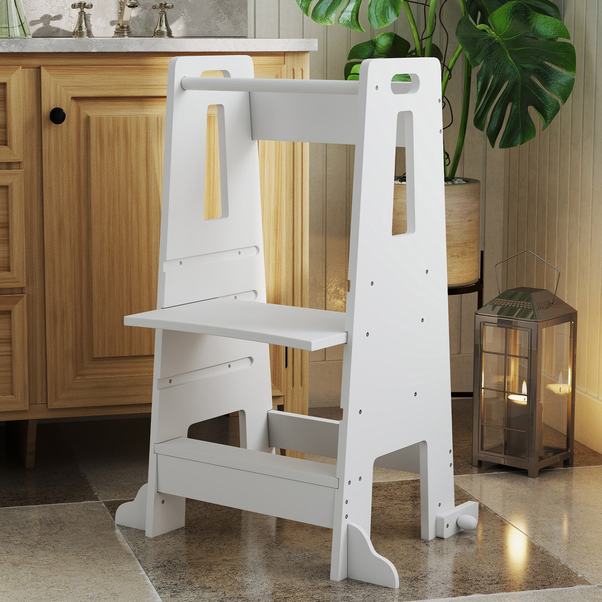 Aiyaplay Torre De Aprendizaje Con Pedal Altura Ajustable 45x47,5x91 Cm Blanco_3