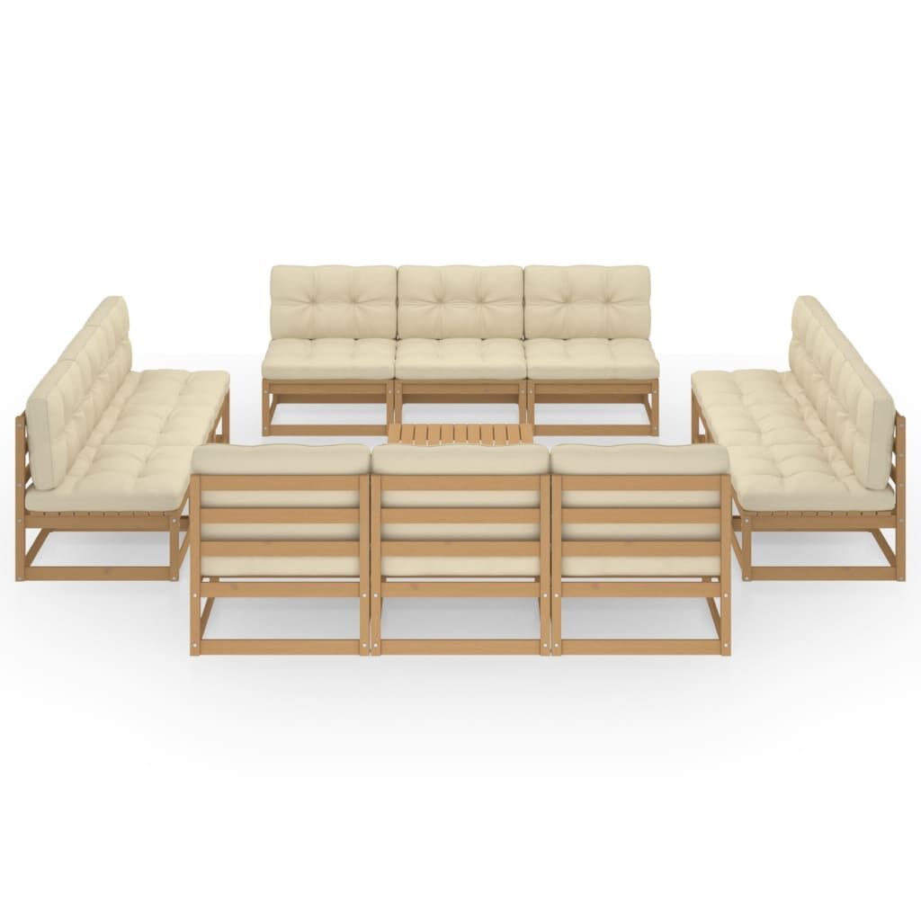 Vidaxl Muebles De Jardín 13 Piezas Con Cojines Madera De Pino Maciza_1