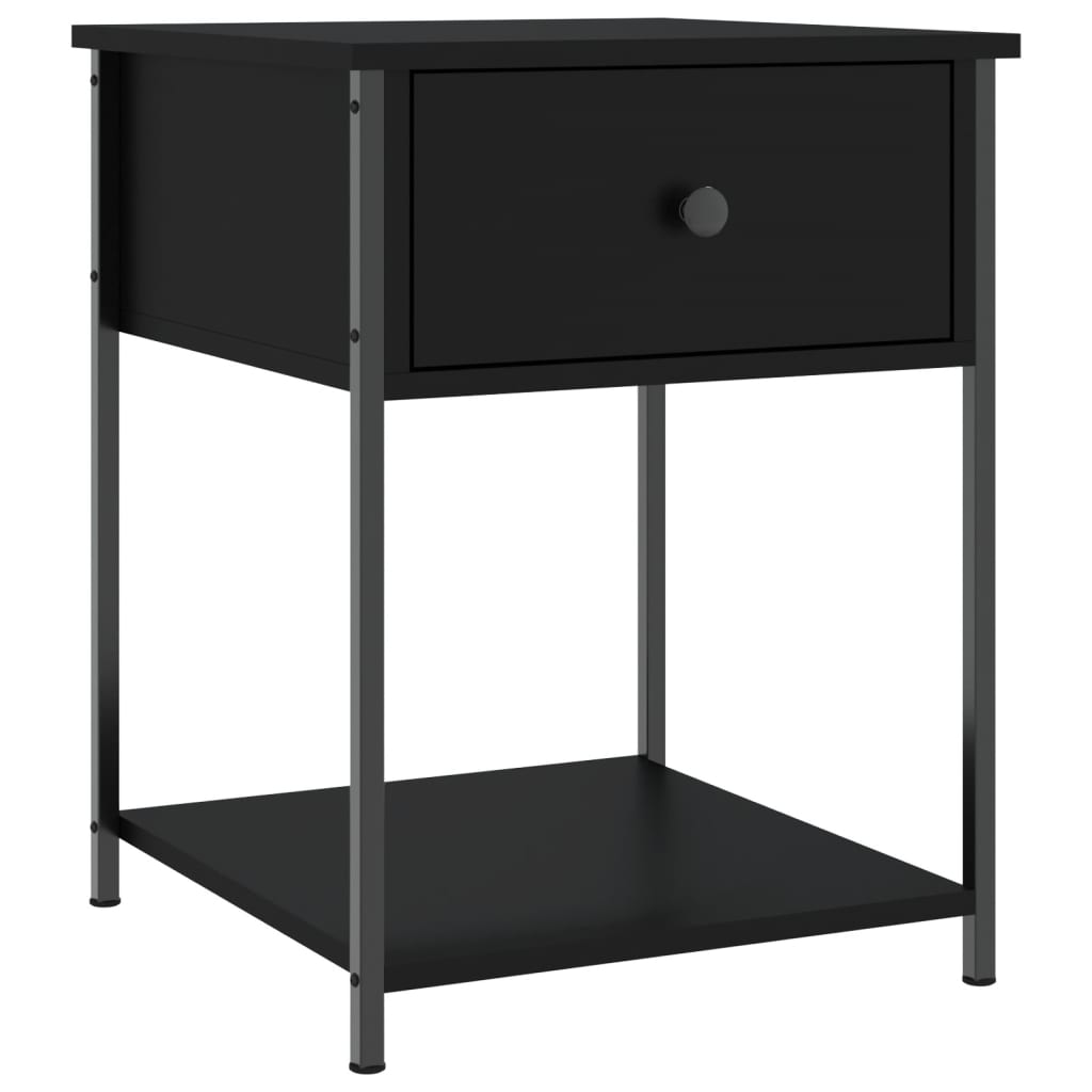 Mesita De Noche Madera De Ingeniería Negra 44x45x58 Cm_0