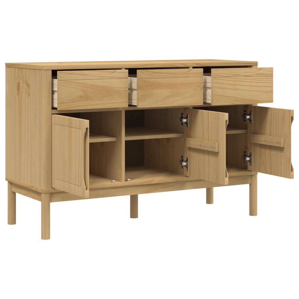 Aparador Floro Madera Maciza De Pino Marrón Cera 114x43x74 Cm / Vetonek_4