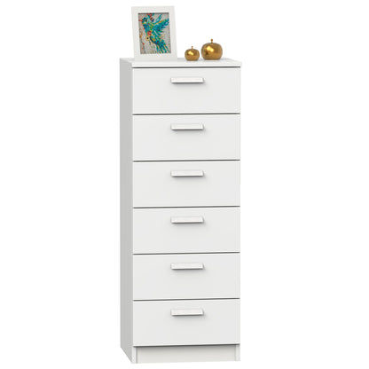 Cajonera Dormitorio Sinfonier Alto, Cómoda 6 Cajones, 110x40x40 Cm (alto X Ancho X Profundo), Briebe, Nova, Blanco_0