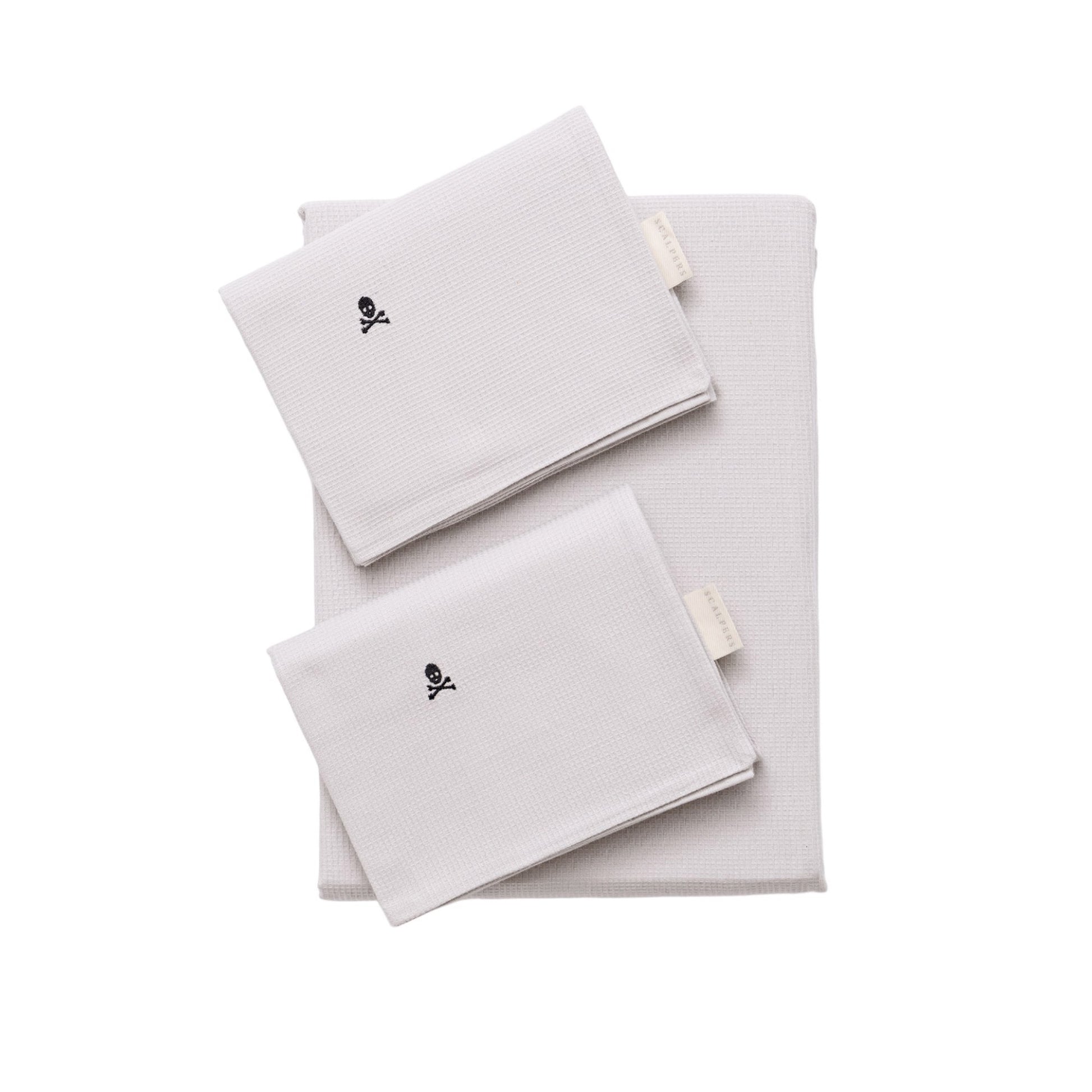 Set Cama Waffle (funda Nordica 260x240cm + 2 Fundas Almohada  50x105cm) 100% Algodón 144gsm Gris Cierre De Botone Shaze Scalpers Home