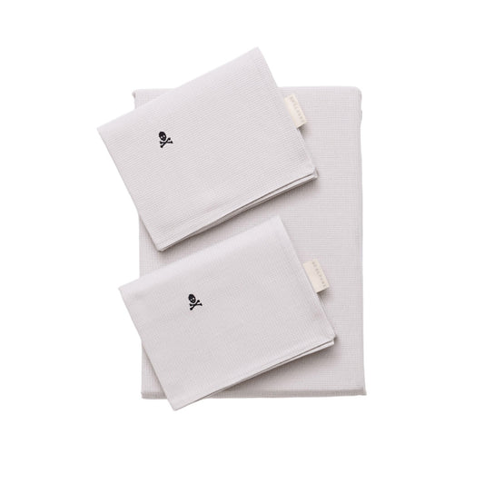 Set Cama Waffle (funda Nordica 260x240cm + 2 Fundas Almohada  50x105cm) 100% Algodón 144gsm Gris Cierre De Botone Shaze Scalpers Home