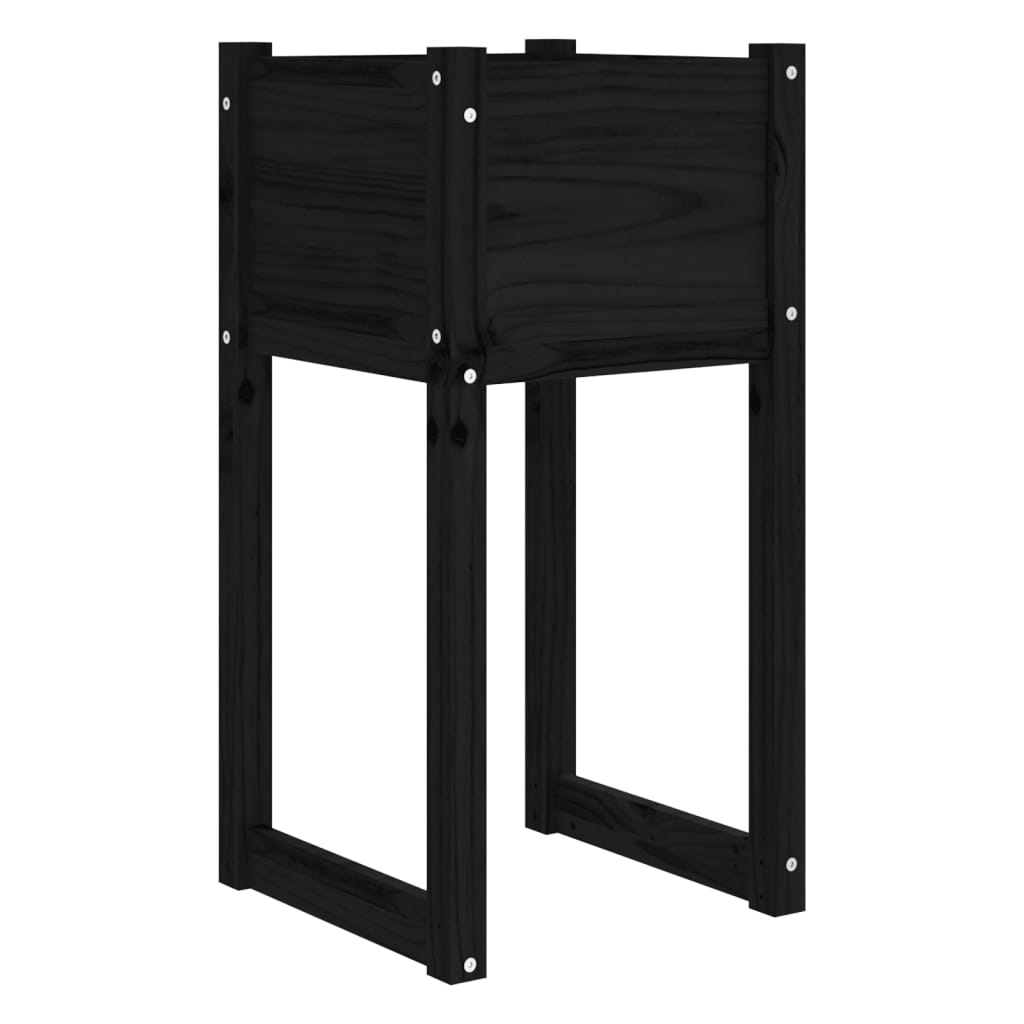 Jardinera 2 Unidades Madera Maciza De Pino Negro 40x40x81 Cm_3