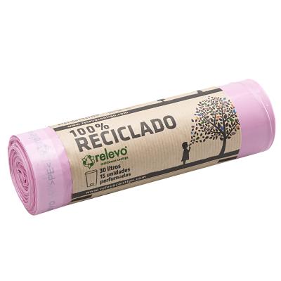 Sacos de lixo perfumados de 30 litros, 100% reciclados, relé de 15 unidades