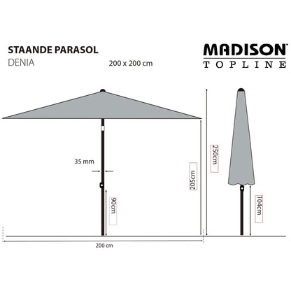 Madison Sombrilla De Jardín Denia Gris 200x200 Cm_4