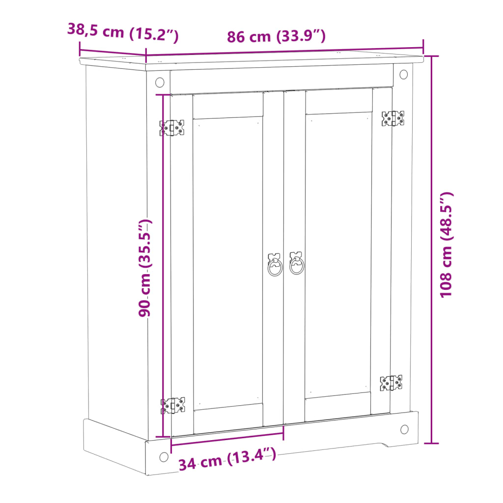 Mueble Zapatero Corona Madera Maciza De Pino 86x38,5x108 Cm / Vetonek_4