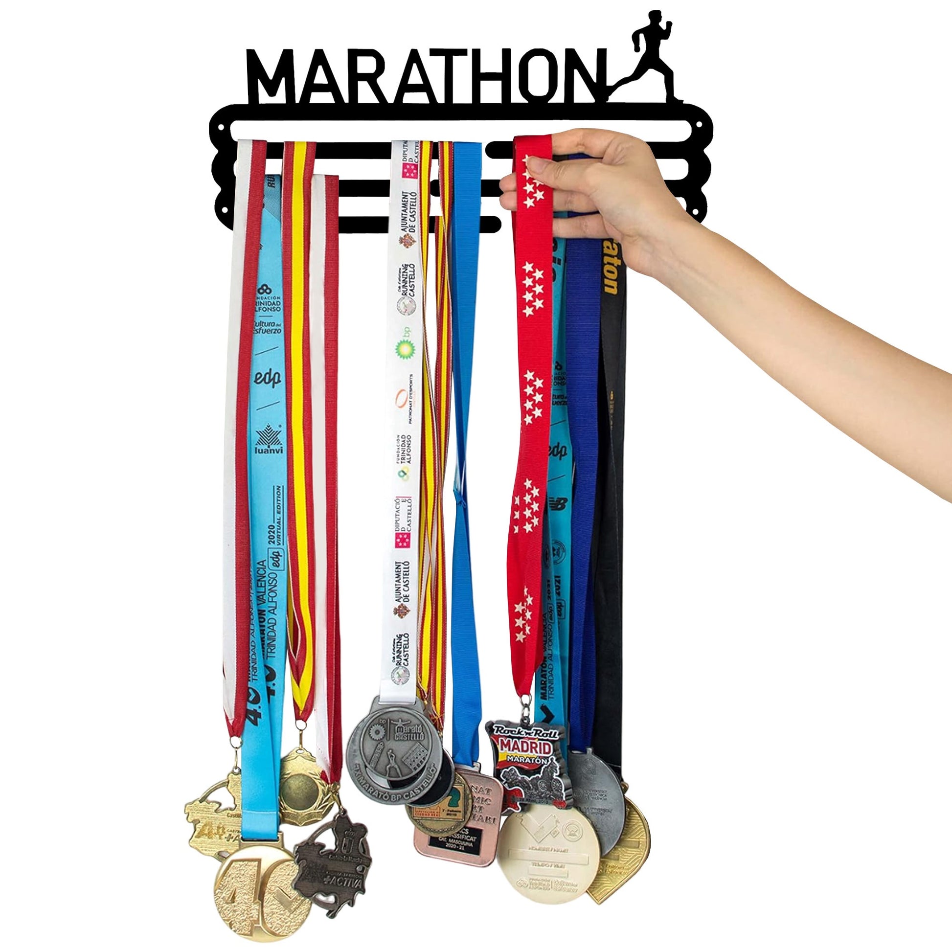 Medallero Maratón Azul Pastel Well Home Para 15 Medallas - Regalo Suave Para Runners_2
