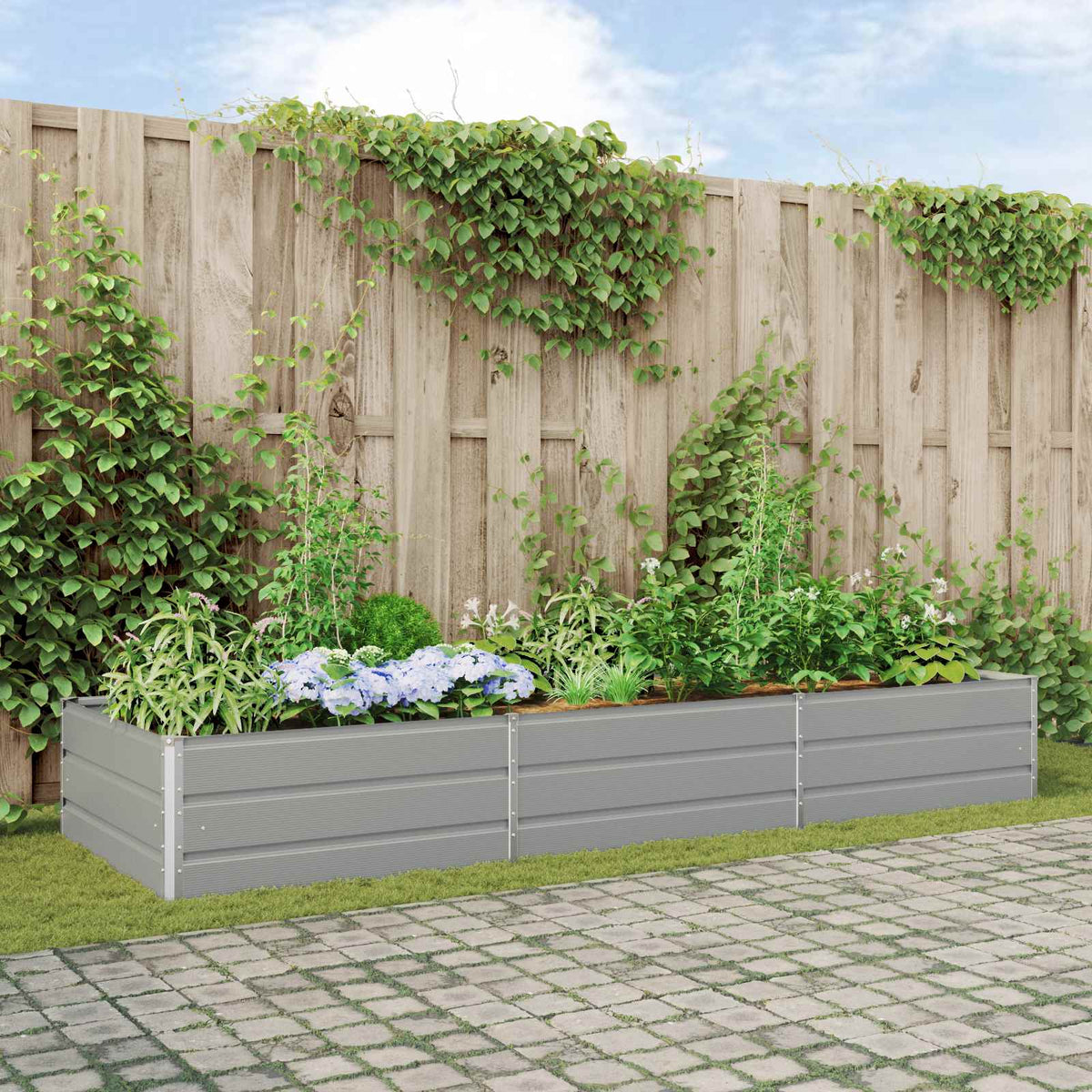 Jardinera Gris Claro 290 X 100 X 45 Cm Acero Galvanizado_1