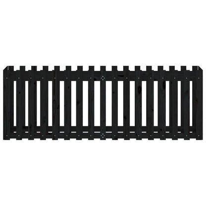 Arriate Elevado Jardín Con Valla Madera Pino Negro 200x50x70cm_4