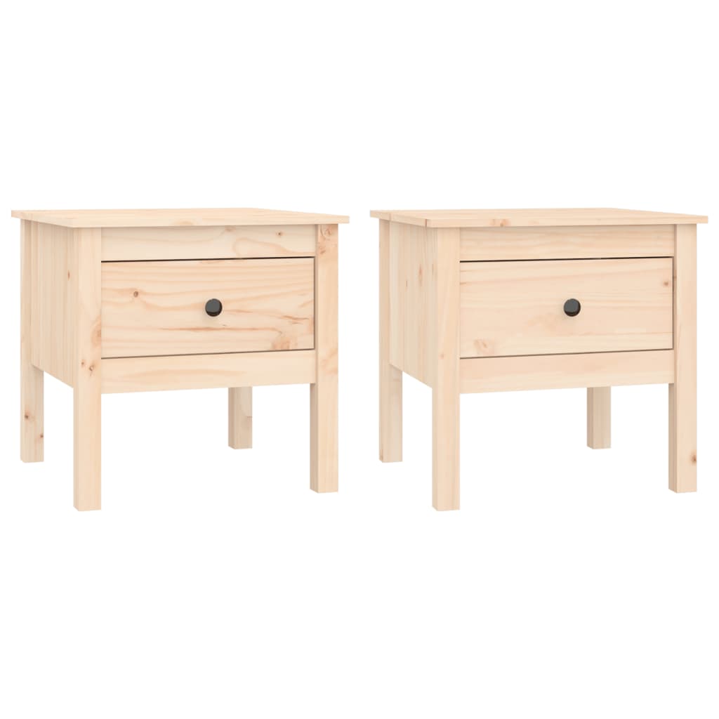 Mesa Auxiliar 2 Unidades De Madera Maciza De Pino 50x50x49 Cm_0