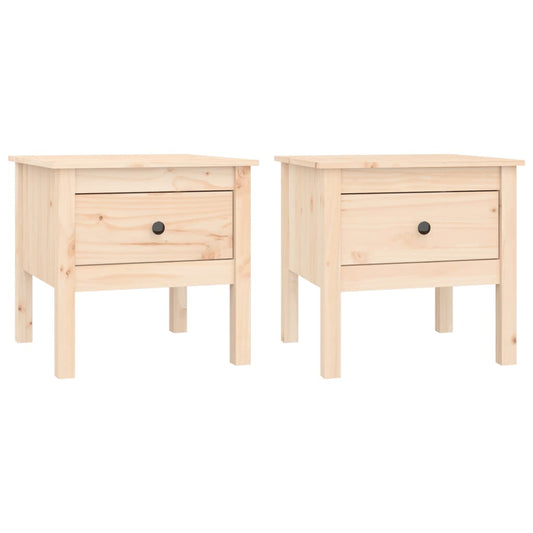 Mesa Auxiliar 2 Unidades De Madera Maciza De Pino 50x50x49 Cm_0