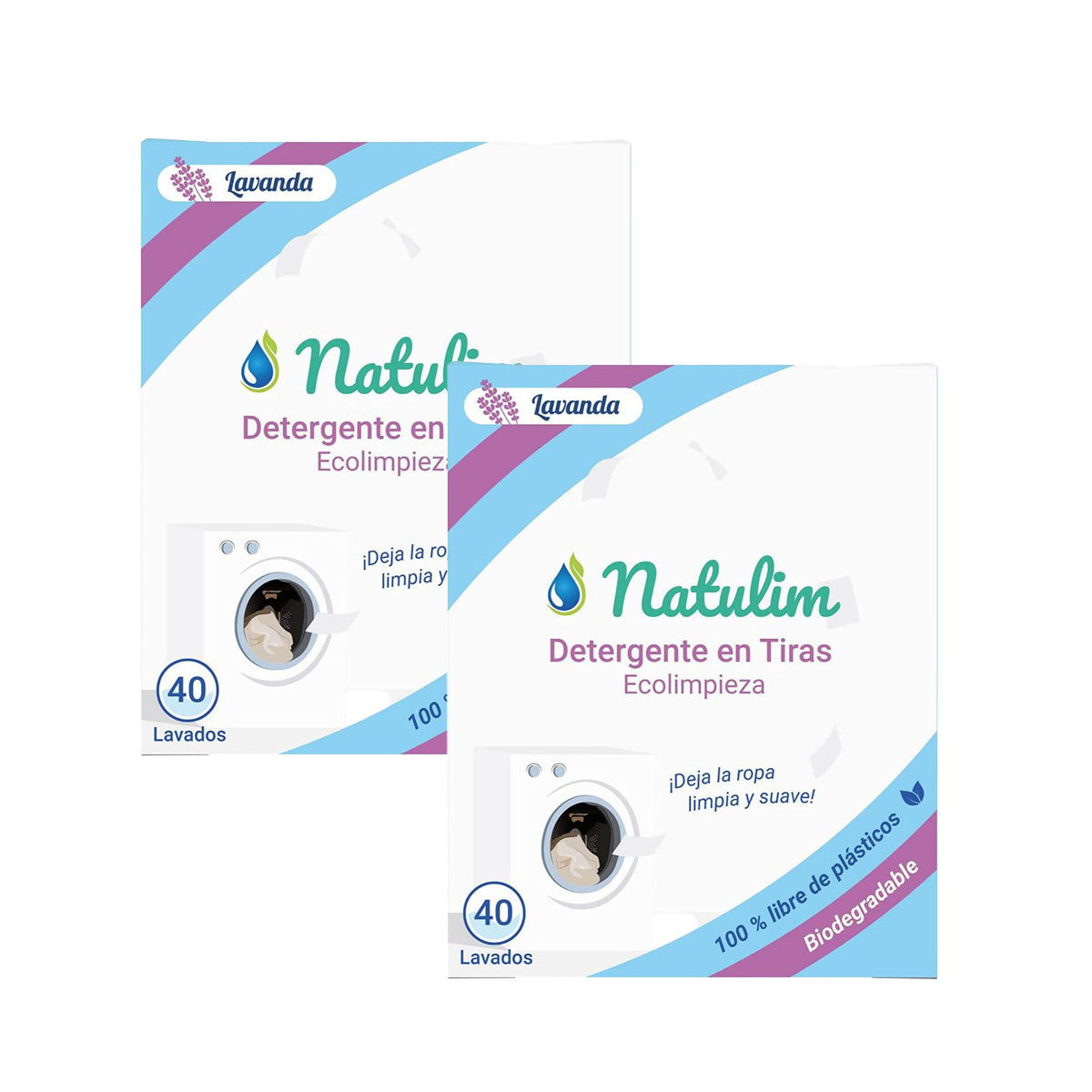 Embalagem de 2 tiras de lavagem Eco Lavender, Natulim, 40 lavagens