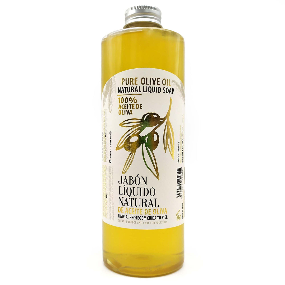 Pack Jabón Líquido Natural Aceite De Oliva + Esponja Vegetal - Para Todo Tipo De Piel, Sensible, Seca - 100% Vegetal_1