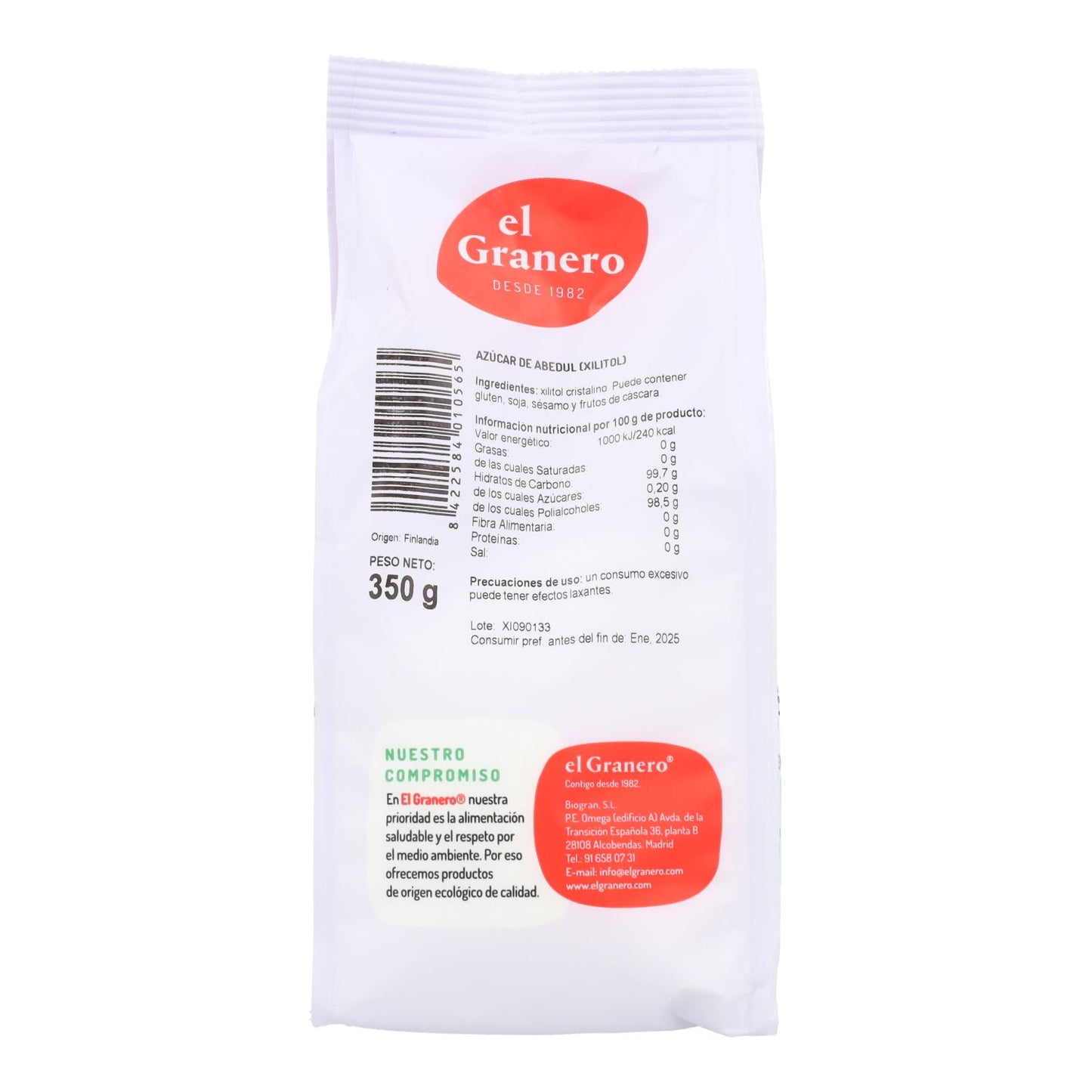 Açúcar de Bétula Xilitol El Granero 350 gr