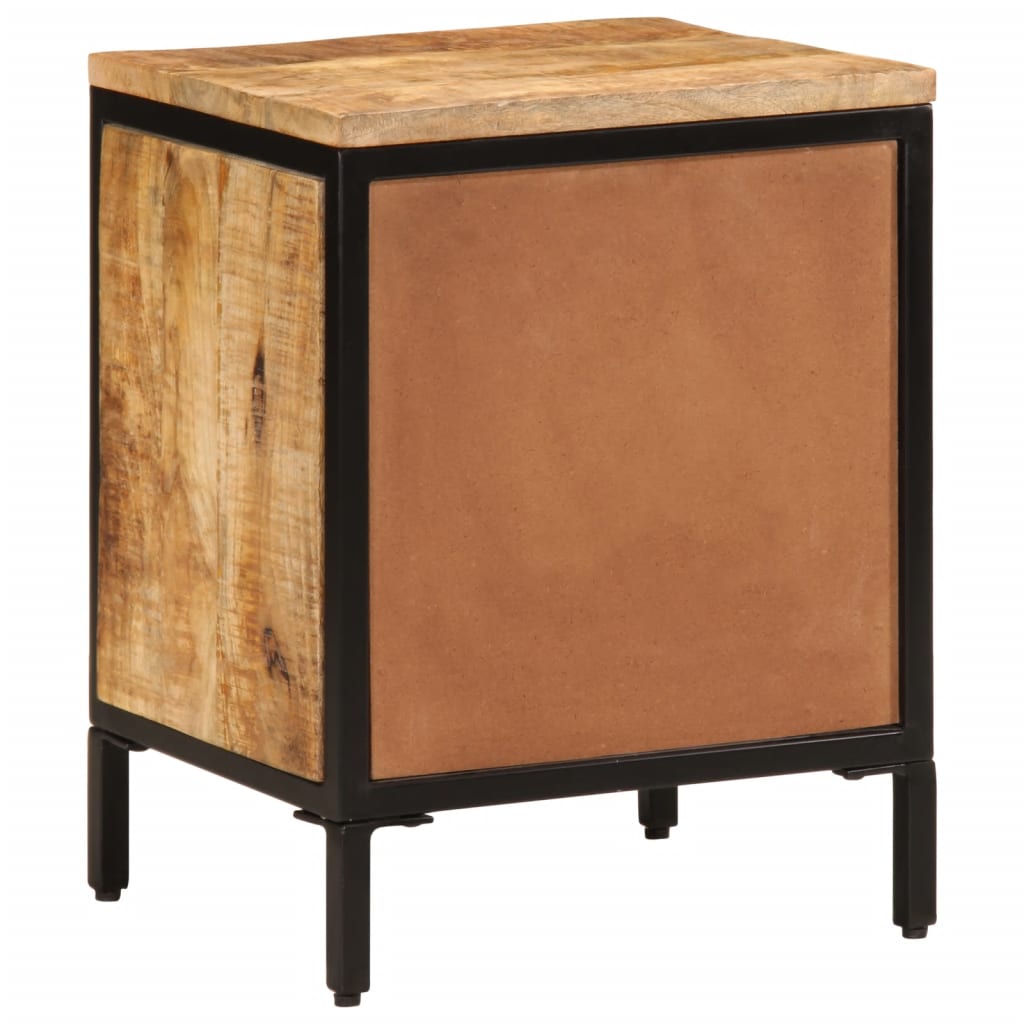 Mesita De Noche 2 Cajones Madera Maciza Mango Rugosa 40x35x53cm_3