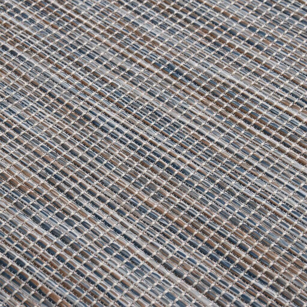 Vidaxl Alfombra De Exterior De Tejido Plano Marrón Y Azul 80x150 Cm_4