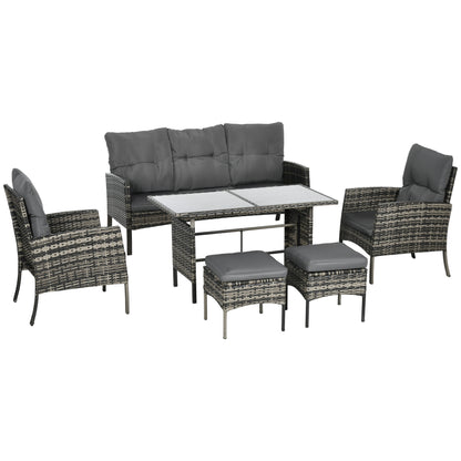 Outsunny Conjunto De Muebles De Jardín De Ratán Juego De 6 Piezas Gris_0