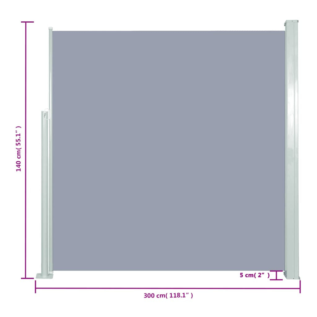 Vidaxl Toldo Lateral Retráctil De Jardín Gris 140x300 Cm_2