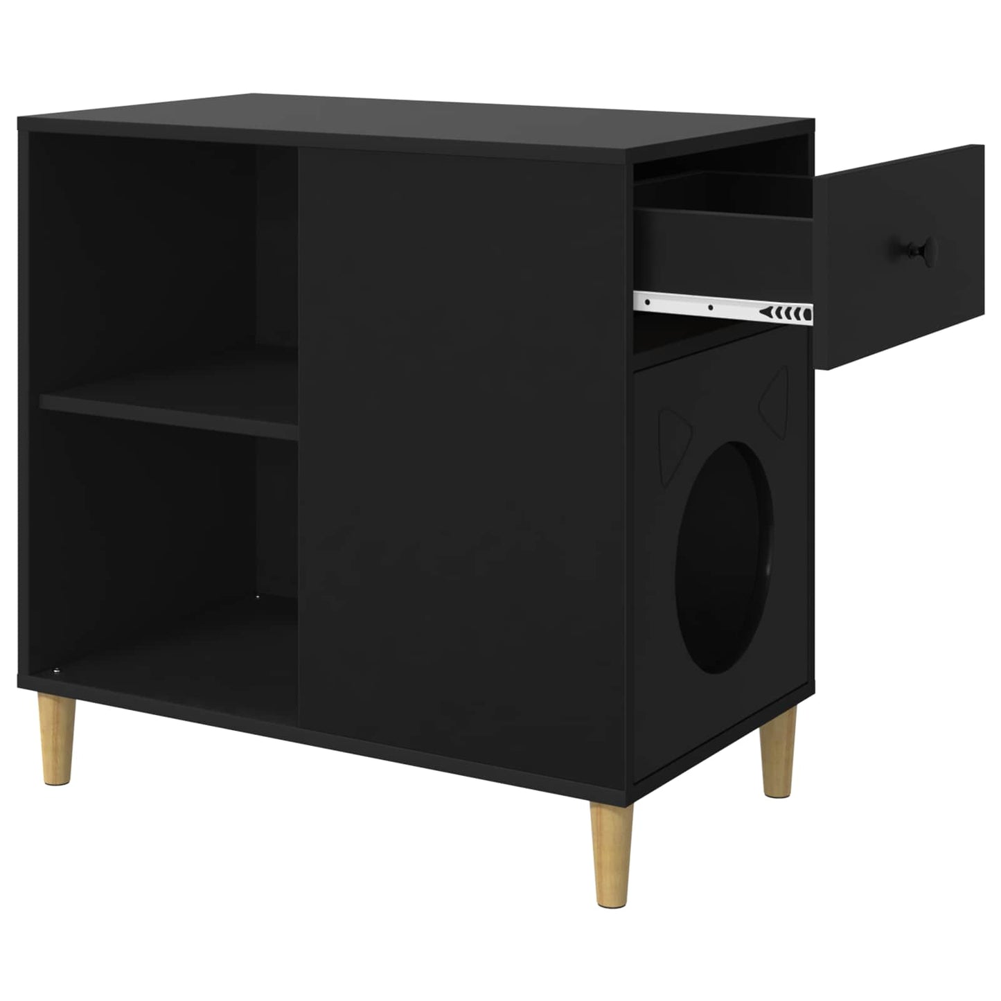Casa Para Gatos Negro 72 X 42.5 X 70 Cm Madera De Ingeniería_4
