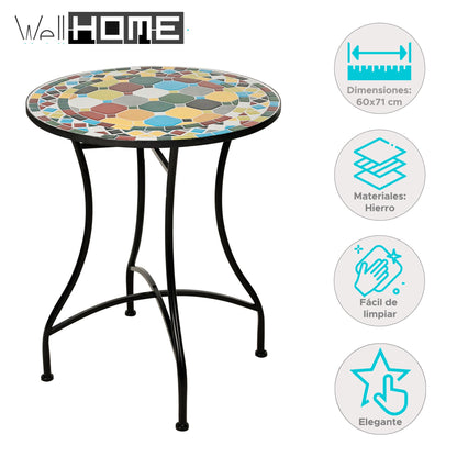 Well Home Mesa Bistro Diseño Mosaico Ø60x71cm_1