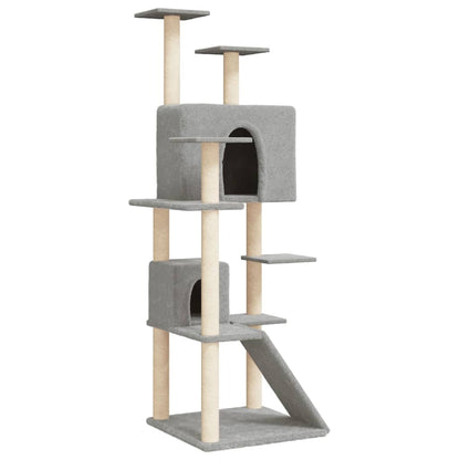 Rascador Para Gatos Con Postes De Sisal Gris Claro 153 Cm_0