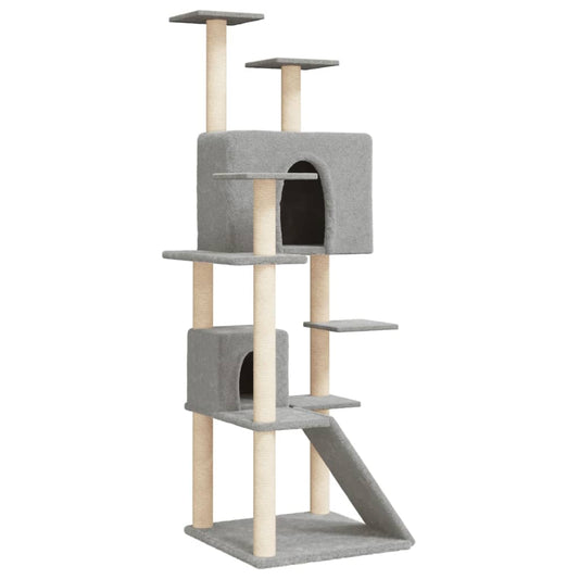 Rascador Para Gatos Con Postes De Sisal Gris Claro 153 Cm_0
