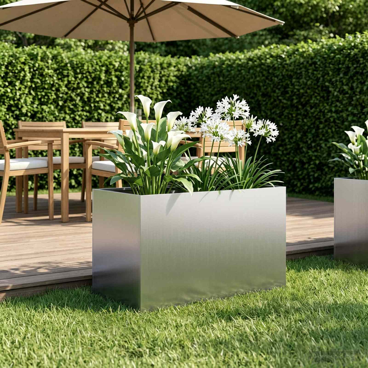 Macetero De Jardín Plateado 60 X 40 X 40 Cm Acero Galvanizado_1