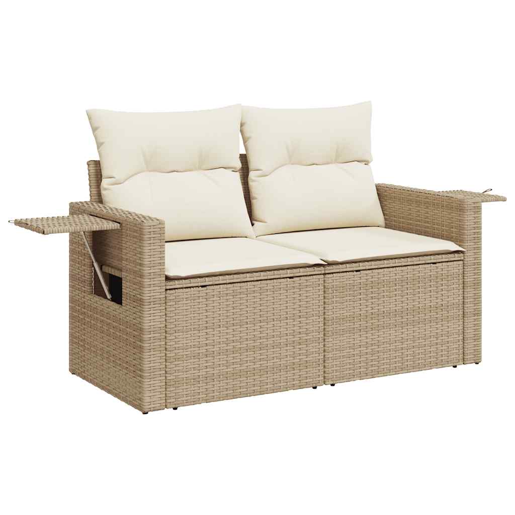 Set Sofás De Jardín 7 Piezas Y Cojines Ratán Sintético Beige / Vetonek_0