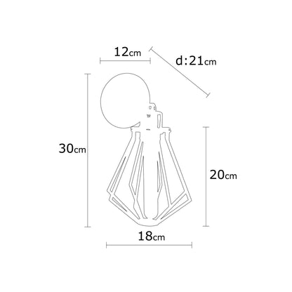 Aplique De Pared, Metal , Negro, 18x18x30, Casquillo E 27 Max 40 W
