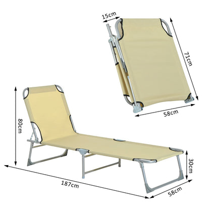 Outsunny Cama De Camping Plegable Tumbona Plegable Carga 120kg 187x58x28cm Beige_2